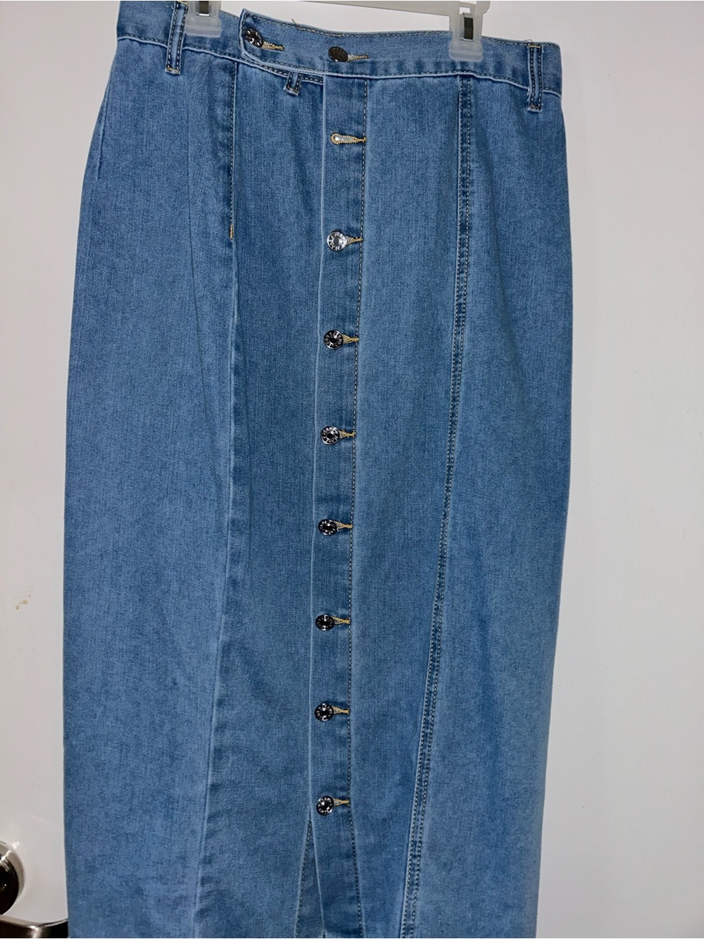 SHEIN Light Blue Button-Front Pencil Denim Skirt